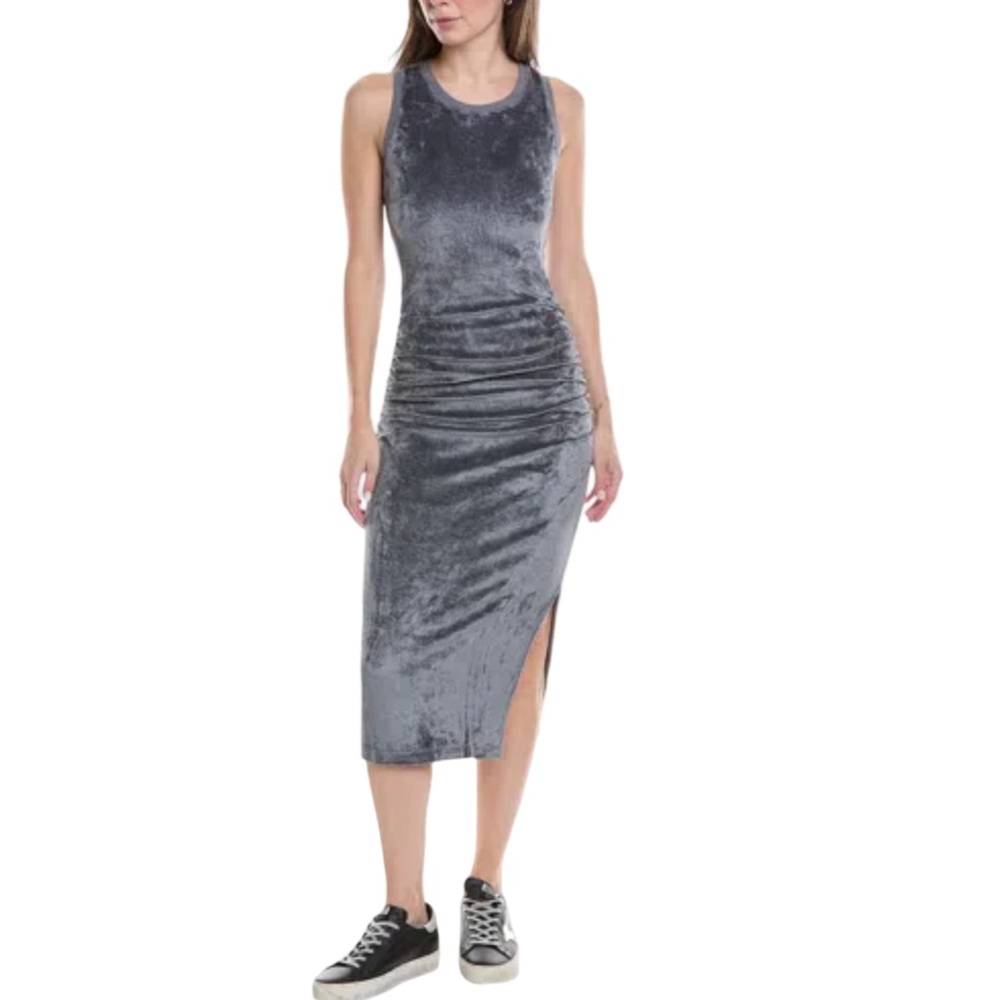 Michael Stars Stacey Ruched Midi Dress In Grey